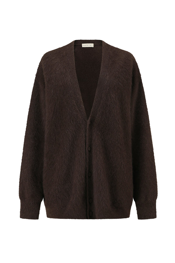 SWAYING 25 Fall/Winter Collection: Yak Wool Fleece Cardigan SW-SW25AW1T40C3S2-SZ, Dark Brown